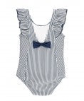 Load image into Gallery viewer, Navy Stripe Waterfall One Piece